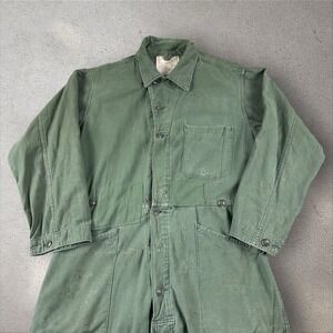 Vintage US Military Coveralls Mens Large OG-107 Green Cotton Sateen Type 1 36x29